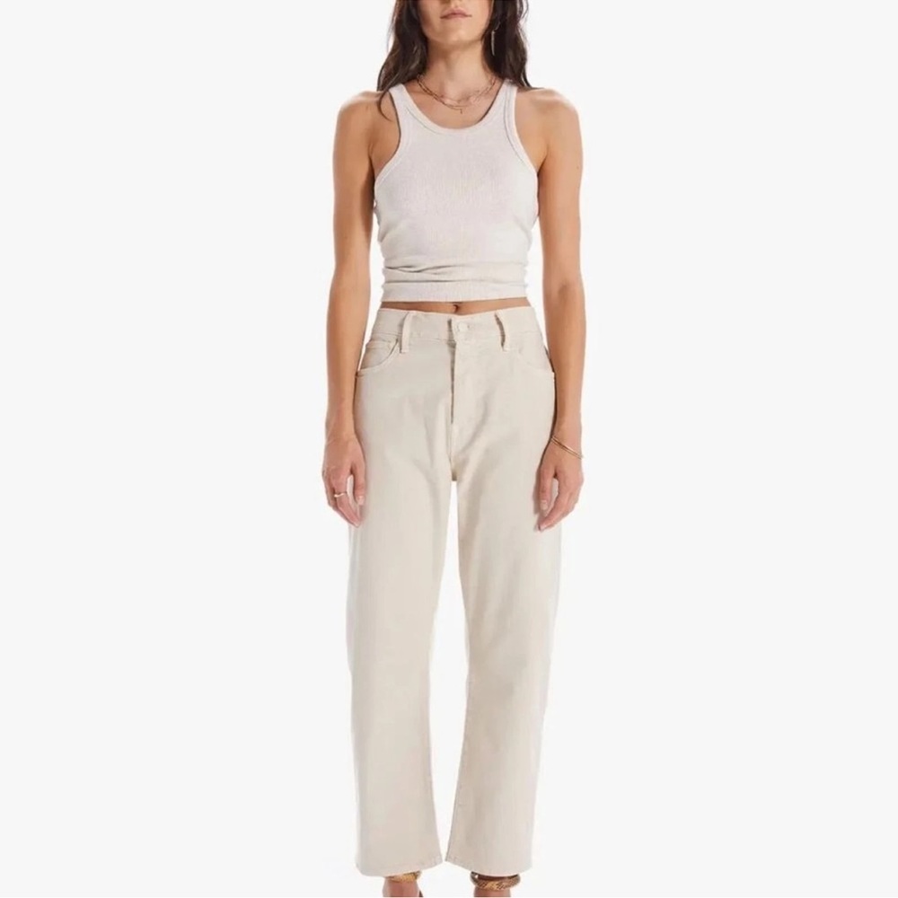 Mother The Ditcher Crop in Chalk Tapioca Size 32